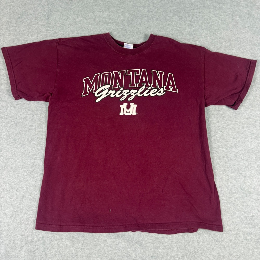 Gildan Montana Grizzlies T-Shirt Maroon Collegiate Graphic Tee Large